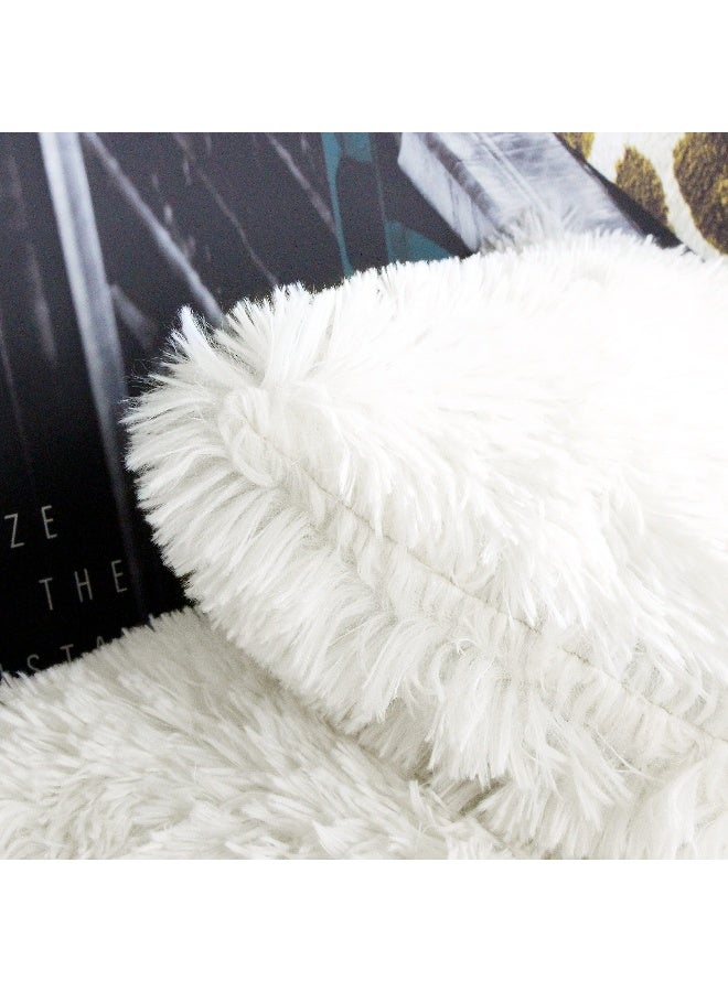 Uhomy 2 Packs Fluffy Accent Pillows Cover 18"x18", Soft Cream White Faux Fur Throw Pillow Case, Modern Luxury Decorative Square Cushion Cover for Farmhouse Home Decor for Sofa/Bed/Chair, 45x45cm - Image 2